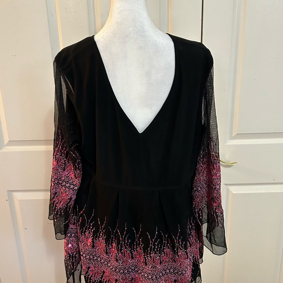 Zaftique brand black and pink special occasion top, 2X - Picture 5 of 6